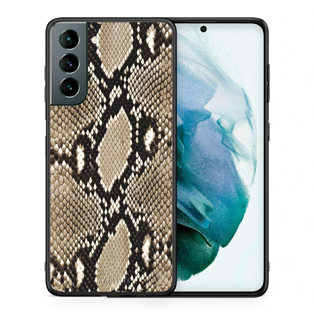 Θήκη Samsung S21 Fashion Snake Animal από τη Smartfits με σχέδιο στο πίσω μέρος και μαύρο περίβλημα | Samsung S21 Fashion Snake Animal case with colorful back and black bezels