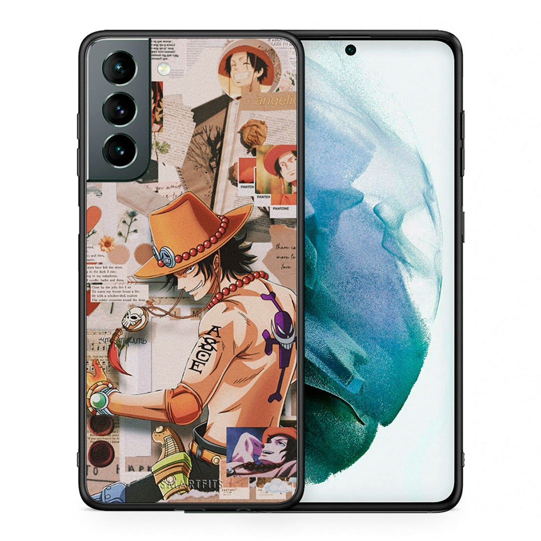 Θήκη Samsung S21 Anime Collage από τη Smartfits με σχέδιο στο πίσω μέρος και μαύρο περίβλημα | Samsung S21 Anime Collage case with colorful back and black bezels