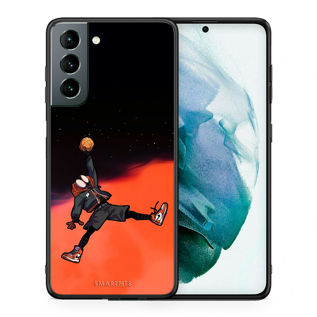 Θήκη Samsung S21 Basketball Hero από τη Smartfits με σχέδιο στο πίσω μέρος και μαύρο περίβλημα | Samsung S21 Basketball Hero case with colorful back and black bezels