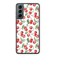 Thumbnail for Samsung S21 Cherry Summer θήκη από τη Smartfits με σχέδιο στο πίσω μέρος και μαύρο περίβλημα | Smartphone case with colorful back and black bezels by Smartfits