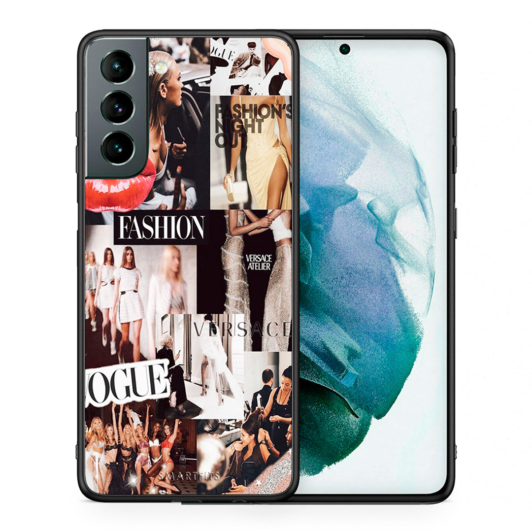 Θήκη Αγίου Βαλεντίνου Samsung S21 Collage Fashion από τη Smartfits με σχέδιο στο πίσω μέρος και μαύρο περίβλημα | Samsung S21 Collage Fashion case with colorful back and black bezels