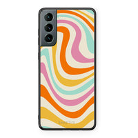 Thumbnail for Samsung S21 Colourful Waves θήκη από τη Smartfits με σχέδιο στο πίσω μέρος και μαύρο περίβλημα | Smartphone case with colorful back and black bezels by Smartfits