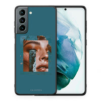 Thumbnail for Θήκη Samsung S21 Cry An Ocean από τη Smartfits με σχέδιο στο πίσω μέρος και μαύρο περίβλημα | Samsung S21 Cry An Ocean case with colorful back and black bezels