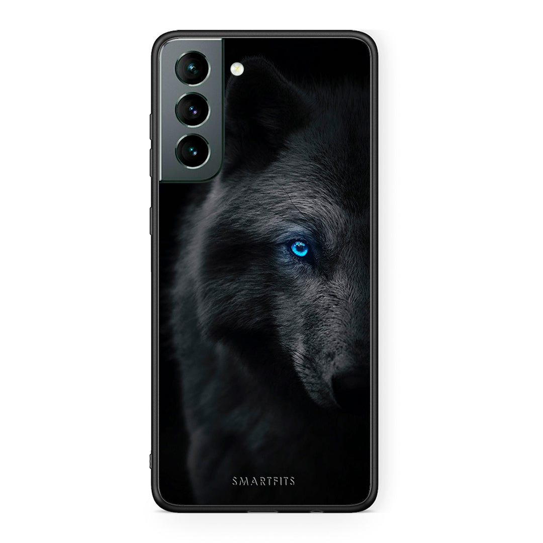 Samsung S21 Dark Wolf θήκη από τη Smartfits με σχέδιο στο πίσω μέρος και μαύρο περίβλημα | Smartphone case with colorful back and black bezels by Smartfits