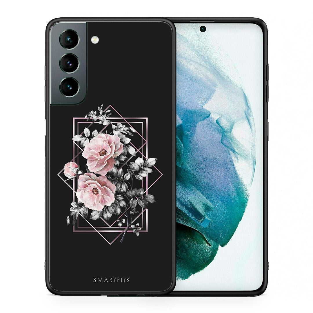 Θήκη Samsung S21 Frame Flower από τη Smartfits με σχέδιο στο πίσω μέρος και μαύρο περίβλημα | Samsung S21 Frame Flower case with colorful back and black bezels