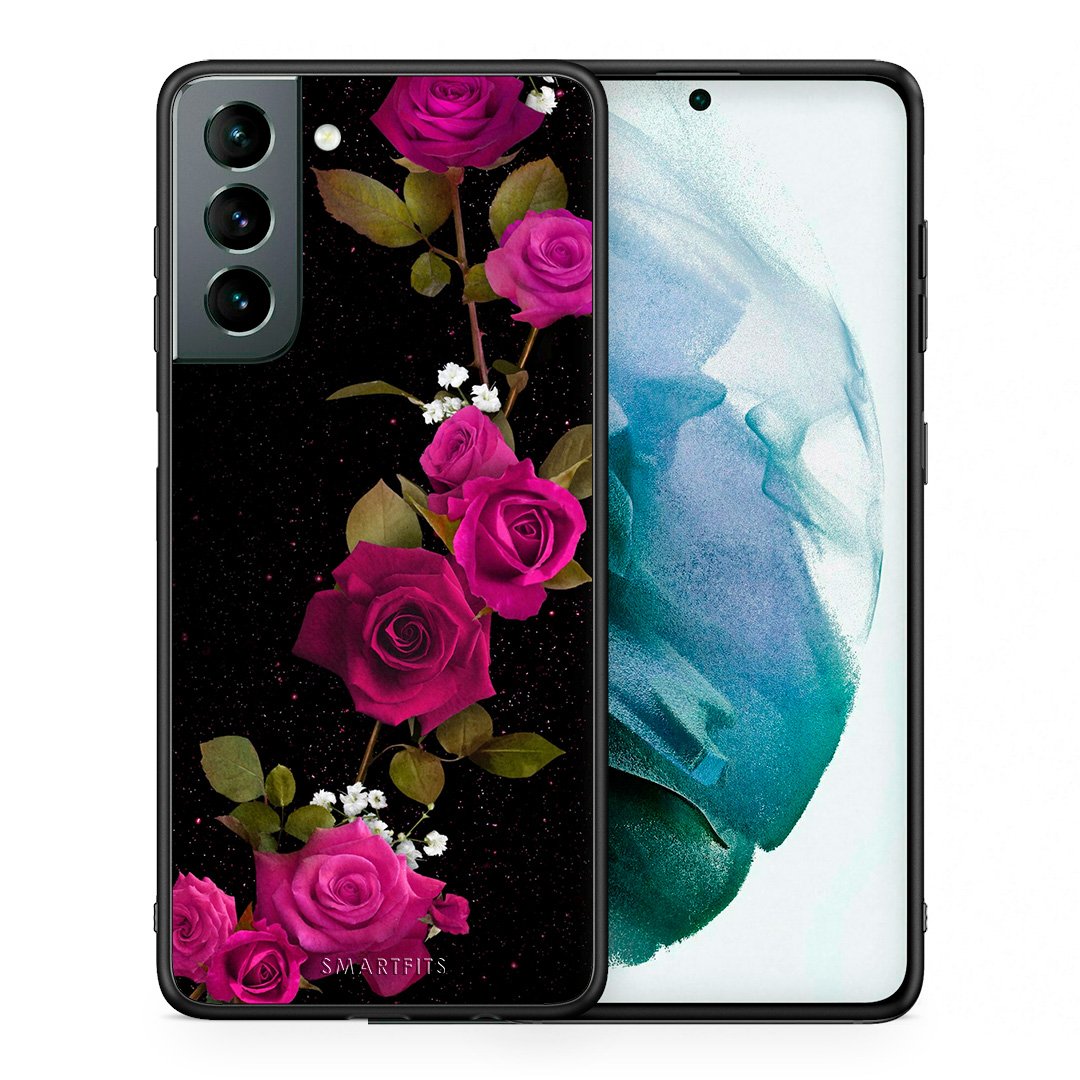 Θήκη Samsung S21 Red Roses Flower από τη Smartfits με σχέδιο στο πίσω μέρος και μαύρο περίβλημα | Samsung S21 Red Roses Flower case with colorful back and black bezels