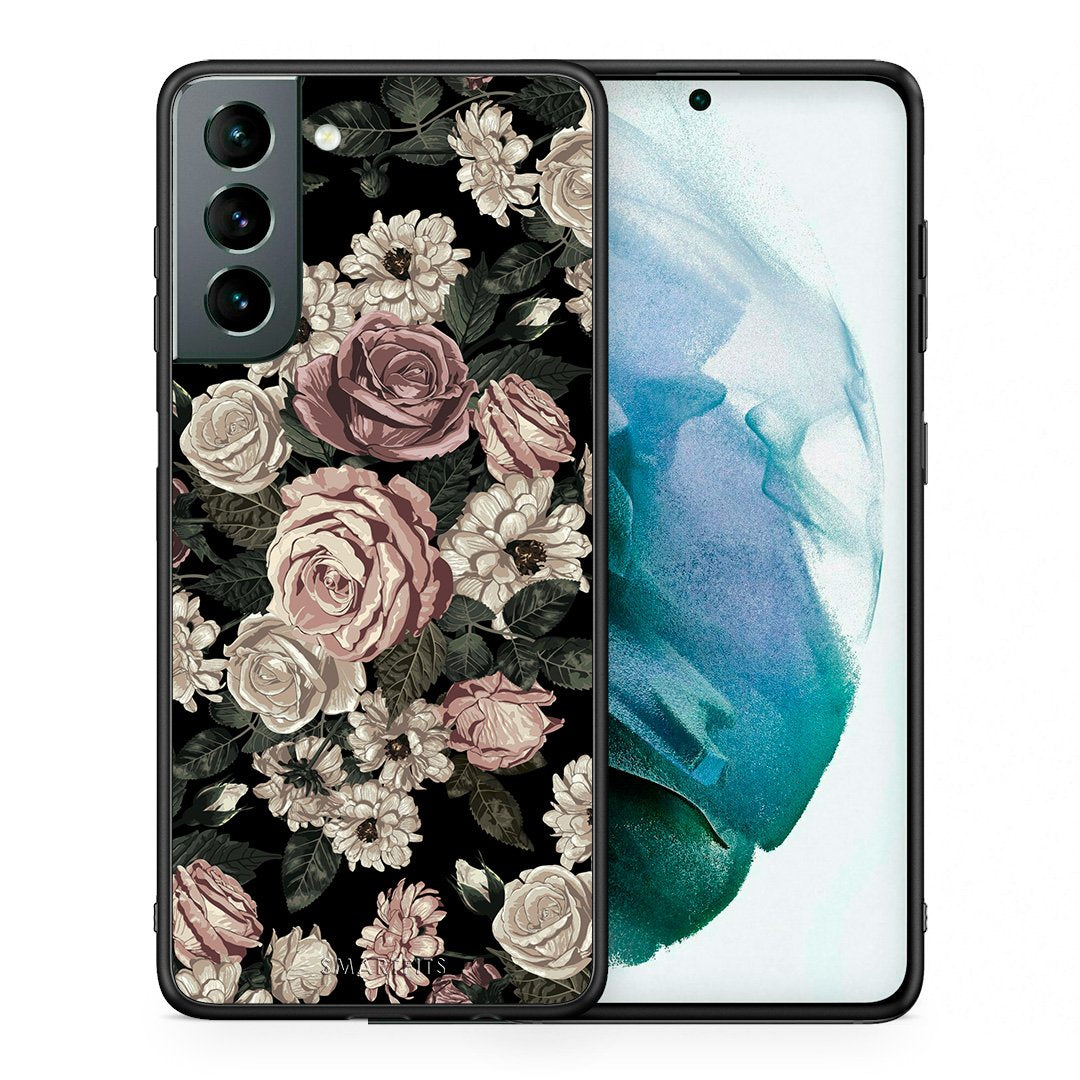 Θήκη Samsung S21 Wild Roses Flower από τη Smartfits με σχέδιο στο πίσω μέρος και μαύρο περίβλημα | Samsung S21 Wild Roses Flower case with colorful back and black bezels