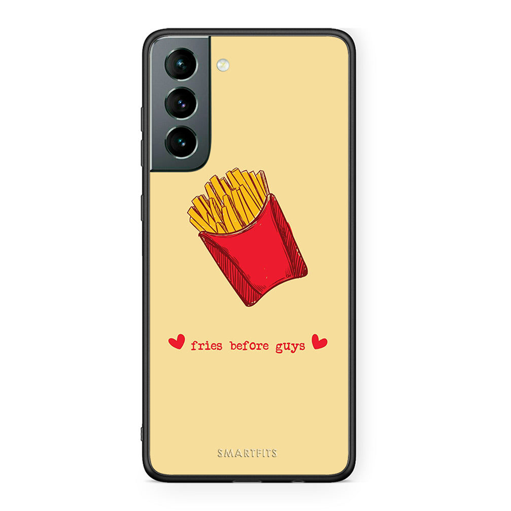 Samsung S21 Fries Before Guys Θήκη Αγίου Βαλεντίνου από τη Smartfits με σχέδιο στο πίσω μέρος και μαύρο περίβλημα | Smartphone case with colorful back and black bezels by Smartfits