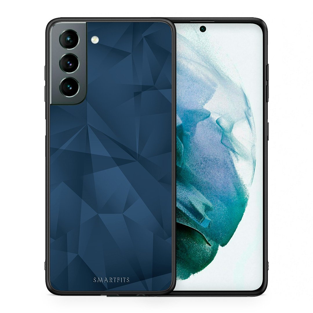 Θήκη Samsung S21 Blue Abstract Geometric από τη Smartfits με σχέδιο στο πίσω μέρος και μαύρο περίβλημα | Samsung S21 Blue Abstract Geometric case with colorful back and black bezels