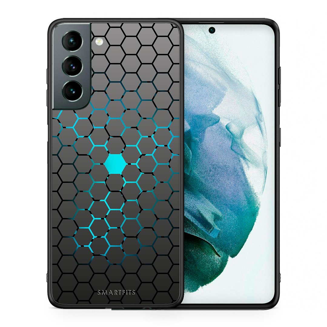 Θήκη Samsung S21 Hexagonal Geometric από τη Smartfits με σχέδιο στο πίσω μέρος και μαύρο περίβλημα | Samsung S21 Hexagonal Geometric case with colorful back and black bezels