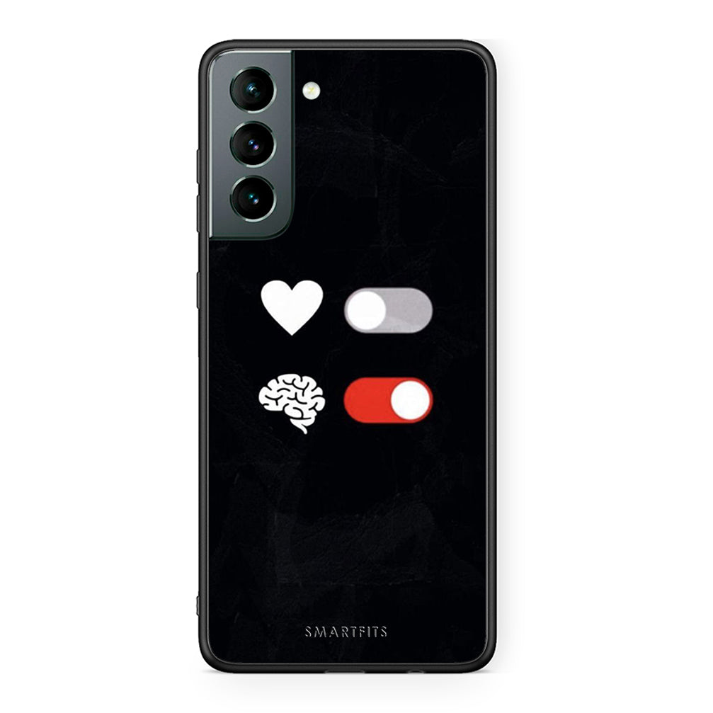 Samsung S21 Heart Vs Brain Θήκη Αγίου Βαλεντίνου από τη Smartfits με σχέδιο στο πίσω μέρος και μαύρο περίβλημα | Smartphone case with colorful back and black bezels by Smartfits