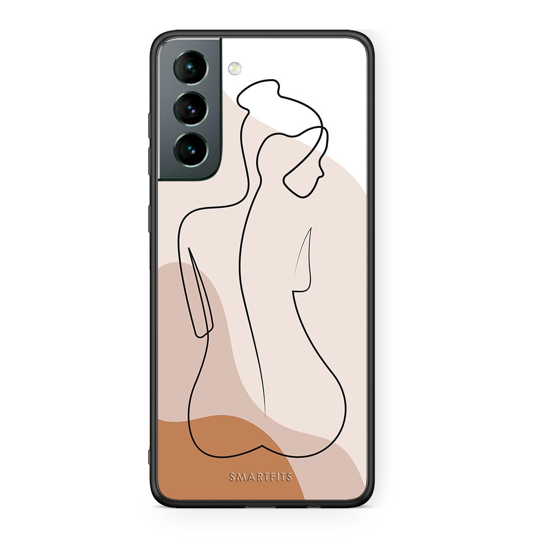 Samsung S21 LineArt Woman θήκη από τη Smartfits με σχέδιο στο πίσω μέρος και μαύρο περίβλημα | Smartphone case with colorful back and black bezels by Smartfits