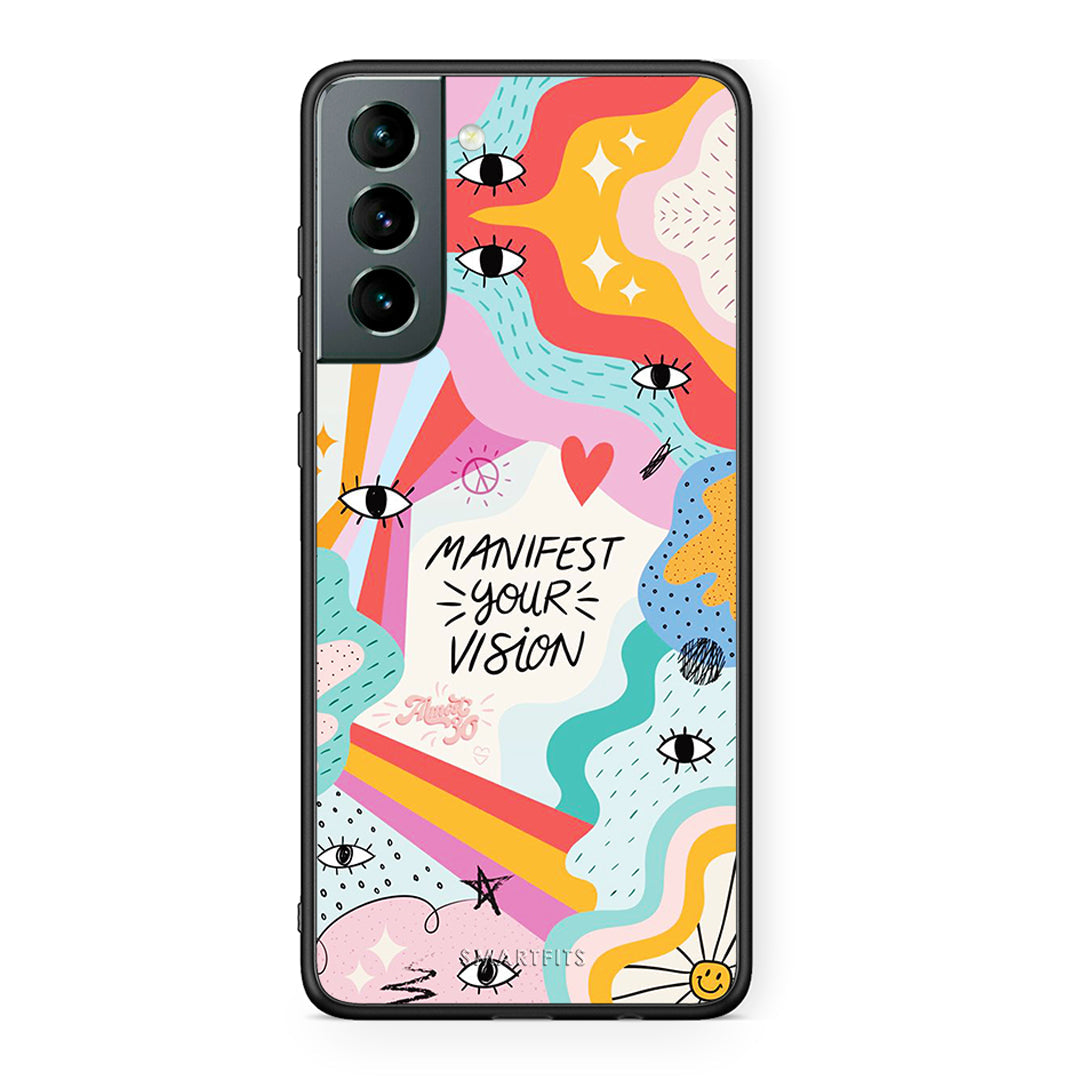 Samsung S21 Manifest Your Vision θήκη από τη Smartfits με σχέδιο στο πίσω μέρος και μαύρο περίβλημα | Smartphone case with colorful back and black bezels by Smartfits