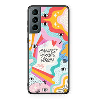 Thumbnail for Samsung S21 Manifest Your Vision θήκη από τη Smartfits με σχέδιο στο πίσω μέρος και μαύρο περίβλημα | Smartphone case with colorful back and black bezels by Smartfits