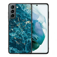 Thumbnail for Θήκη Samsung S21 Marble Blue από τη Smartfits με σχέδιο στο πίσω μέρος και μαύρο περίβλημα | Samsung S21 Marble Blue case with colorful back and black bezels