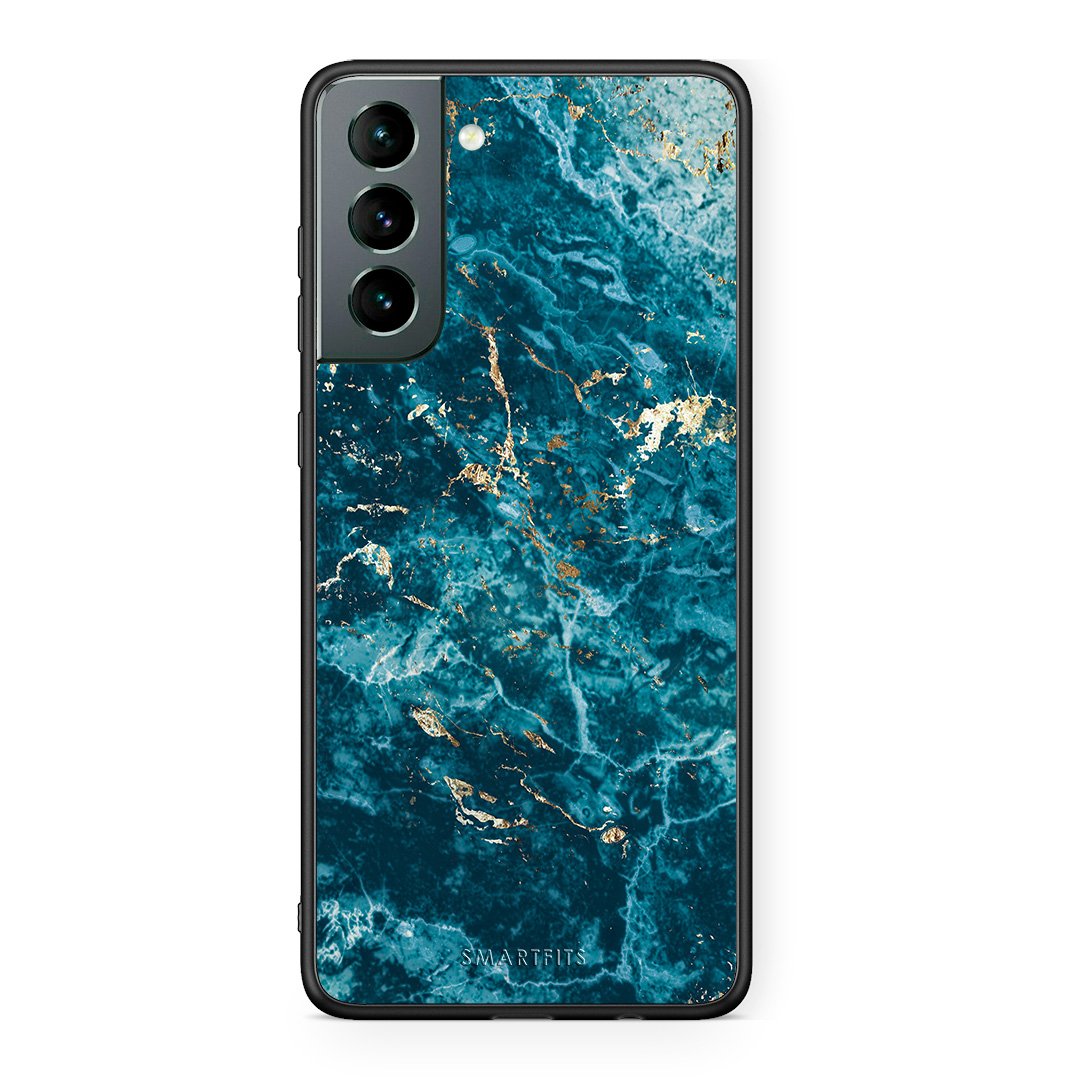 Samsung S21 Marble Blue θήκη από τη Smartfits με σχέδιο στο πίσω μέρος και μαύρο περίβλημα | Smartphone case with colorful back and black bezels by Smartfits