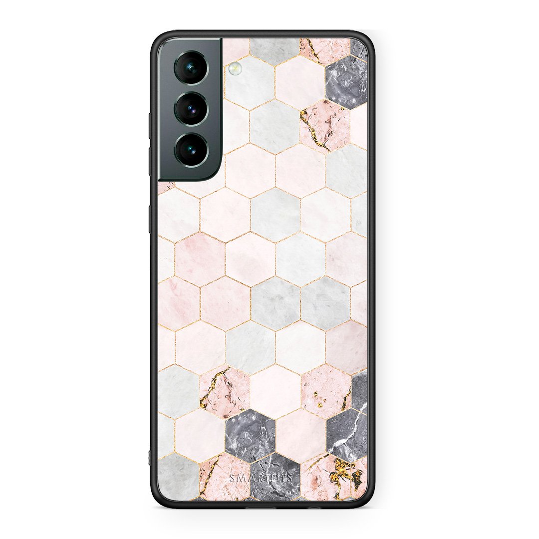 4 - Samsung S21 Hexagon Pink Marble case, cover, bumper