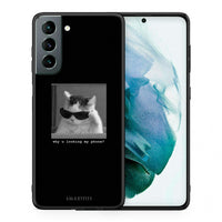 Thumbnail for Θήκη Samsung S21 Meme Cat από τη Smartfits με σχέδιο στο πίσω μέρος και μαύρο περίβλημα | Samsung S21 Meme Cat case with colorful back and black bezels