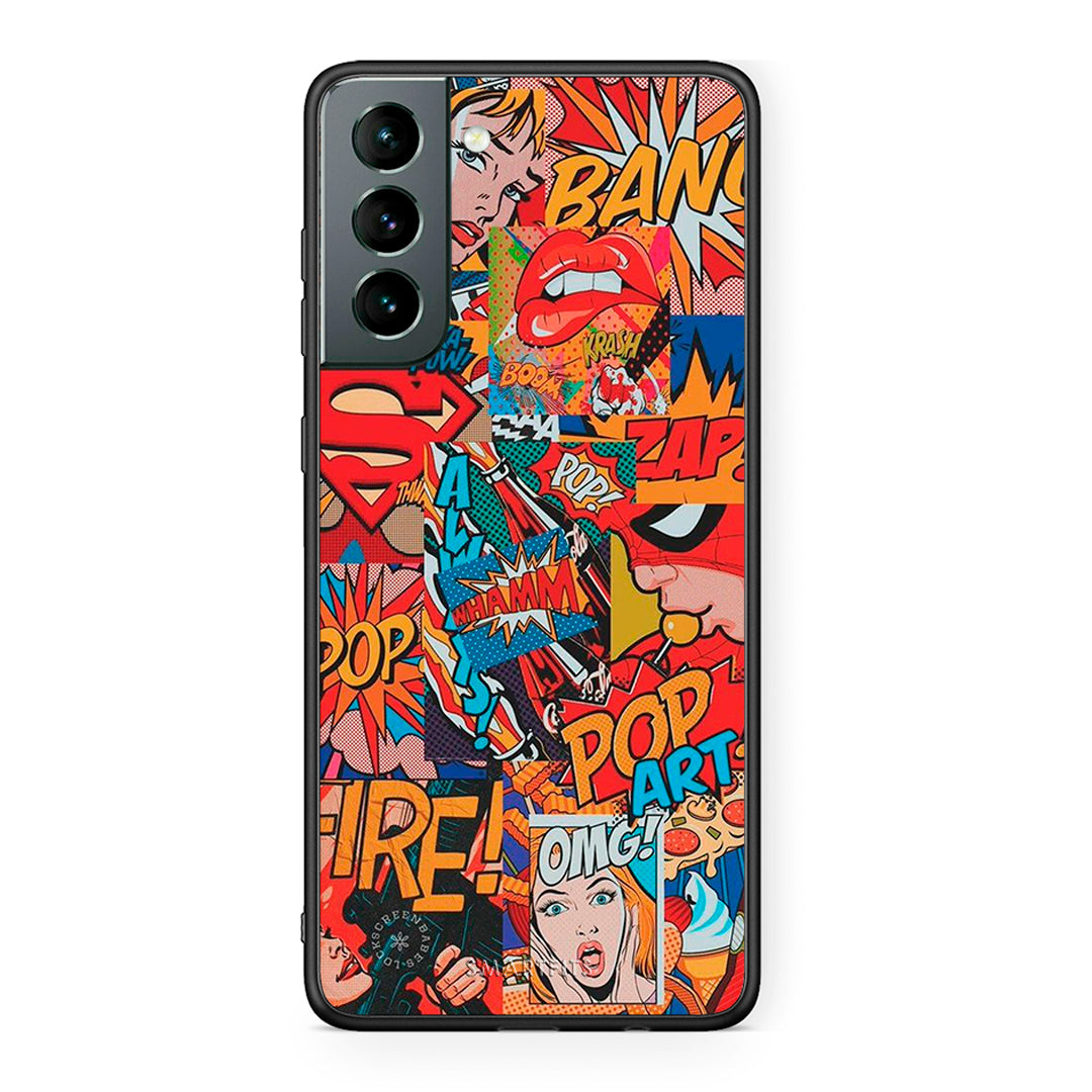 Samsung S21 PopArt OMG θήκη από τη Smartfits με σχέδιο στο πίσω μέρος και μαύρο περίβλημα | Smartphone case with colorful back and black bezels by Smartfits