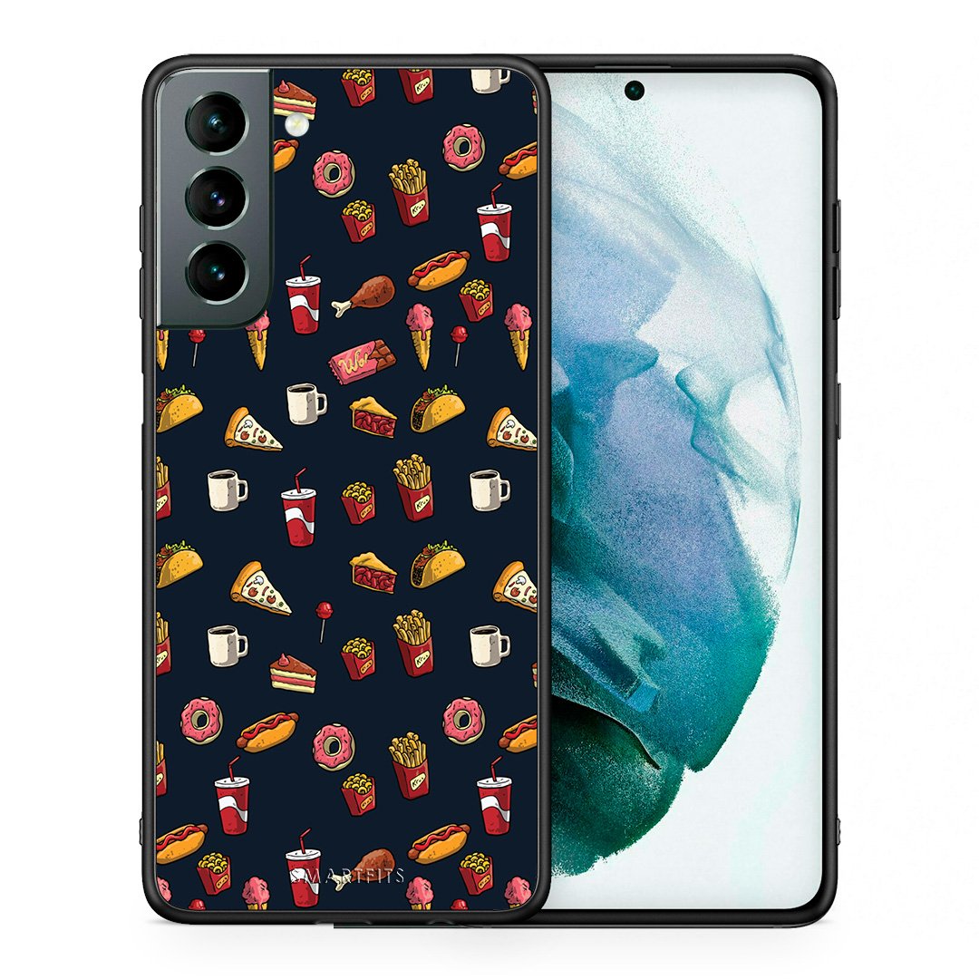 Θήκη Samsung S21 Hungry Random από τη Smartfits με σχέδιο στο πίσω μέρος και μαύρο περίβλημα | Samsung S21 Hungry Random case with colorful back and black bezels