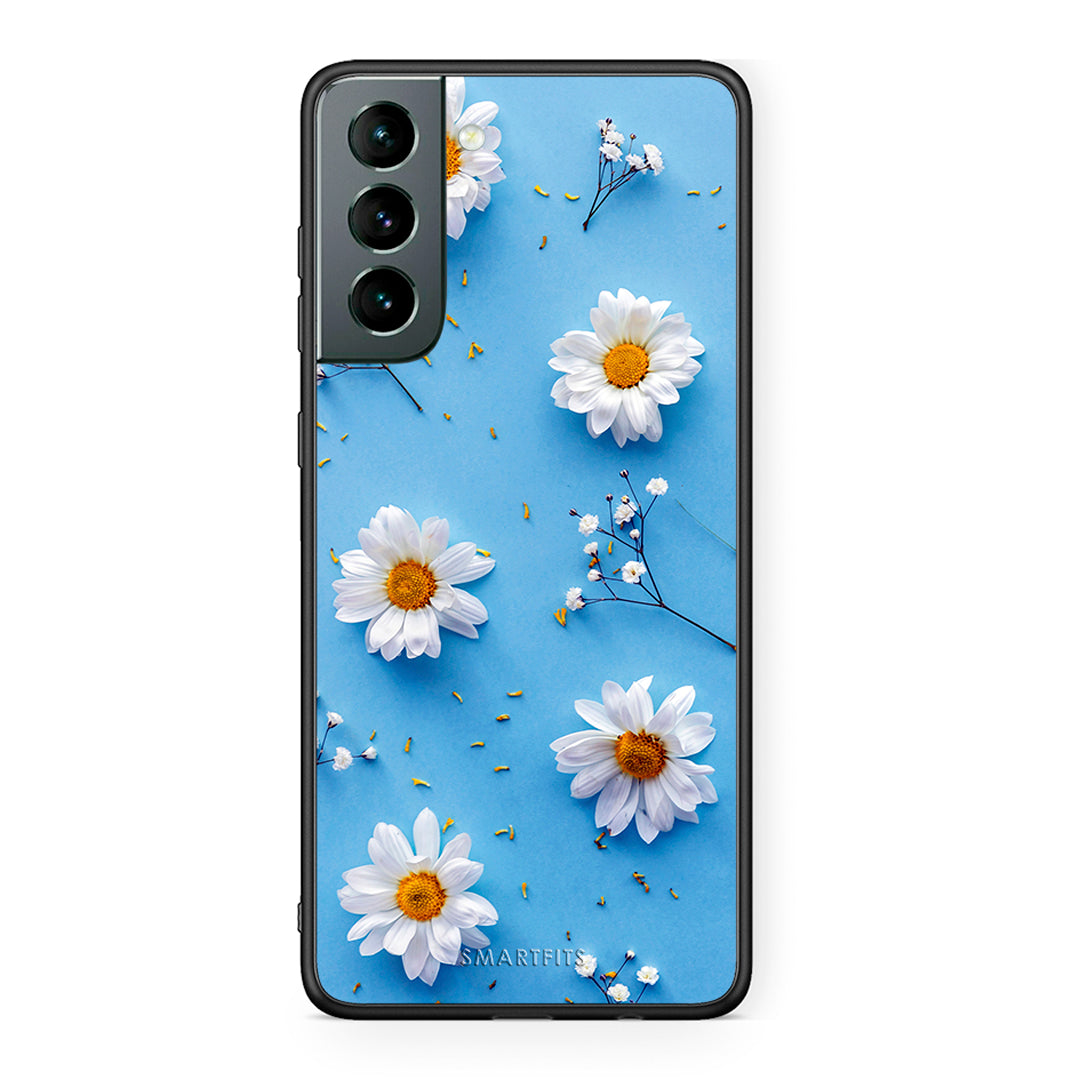 Samsung S21 Real Daisies θήκη από τη Smartfits με σχέδιο στο πίσω μέρος και μαύρο περίβλημα | Smartphone case with colorful back and black bezels by Smartfits