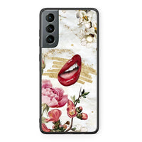 Thumbnail for Samsung S21 Red Lips θήκη από τη Smartfits με σχέδιο στο πίσω μέρος και μαύρο περίβλημα | Smartphone case with colorful back and black bezels by Smartfits