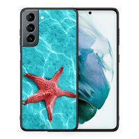 Thumbnail for Θήκη Samsung S21 Red Starfish από τη Smartfits με σχέδιο στο πίσω μέρος και μαύρο περίβλημα | Samsung S21 Red Starfish case with colorful back and black bezels