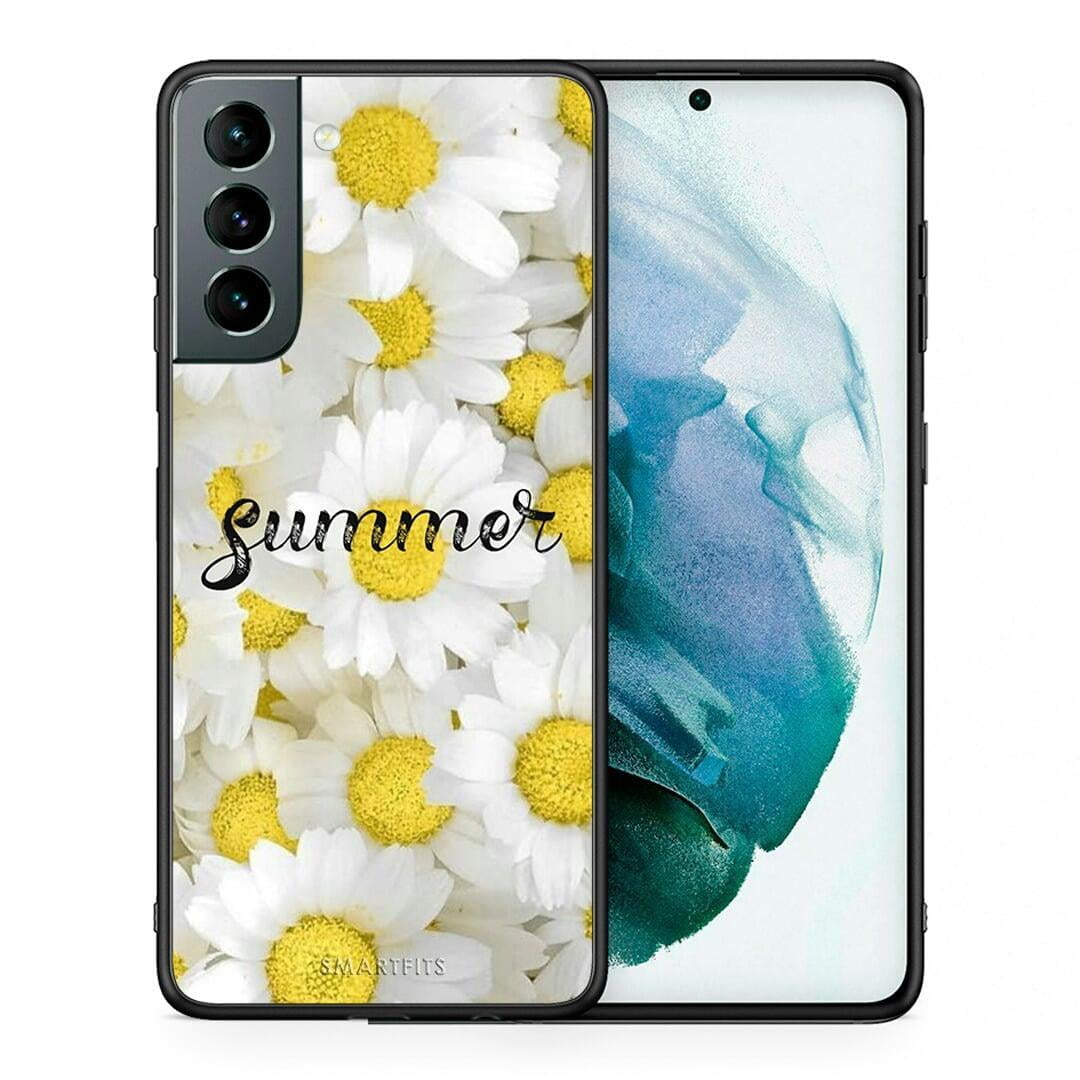 Θήκη Samsung S21 Summer Daisies από τη Smartfits με σχέδιο στο πίσω μέρος και μαύρο περίβλημα | Samsung S21 Summer Daisies case with colorful back and black bezels