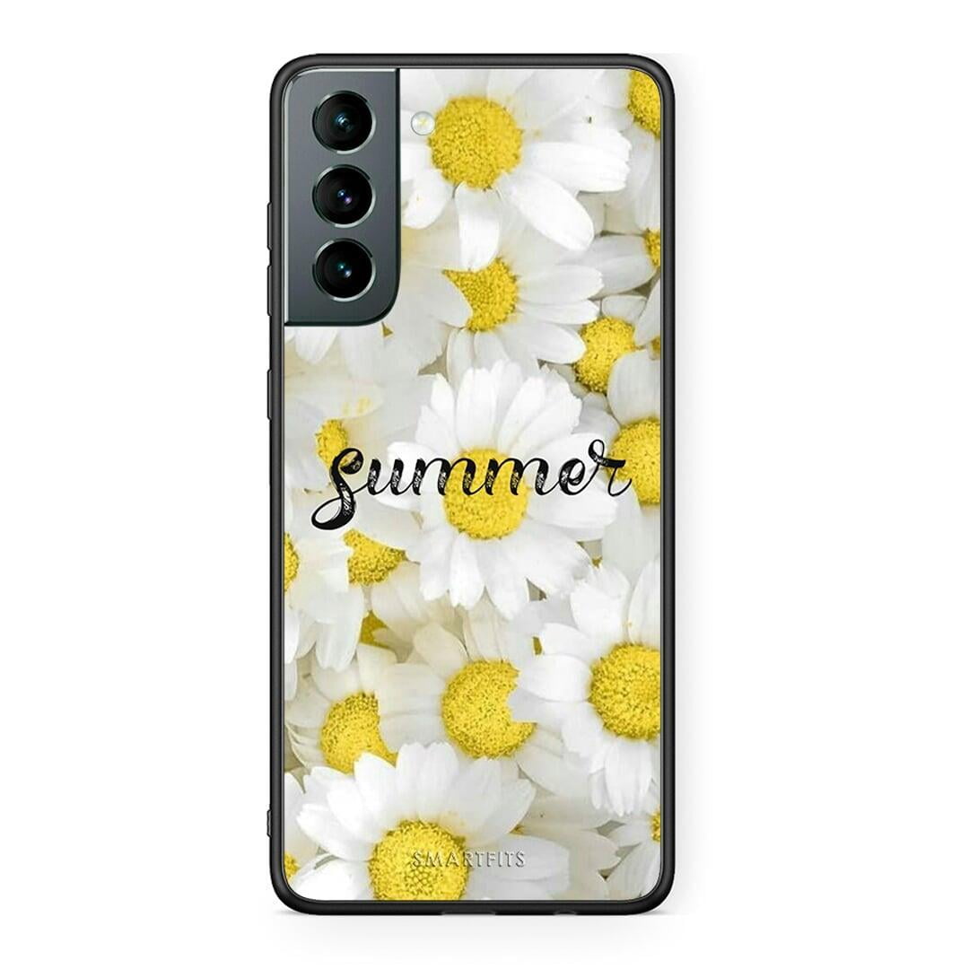 Samsung S21 Summer Daisies Θήκη από τη Smartfits με σχέδιο στο πίσω μέρος και μαύρο περίβλημα | Smartphone case with colorful back and black bezels by Smartfits