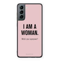Thumbnail for Samsung S21 Superpower Woman θήκη από τη Smartfits με σχέδιο στο πίσω μέρος και μαύρο περίβλημα | Smartphone case with colorful back and black bezels by Smartfits