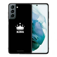 Thumbnail for Θήκη Samsung S21 King Valentine από τη Smartfits με σχέδιο στο πίσω μέρος και μαύρο περίβλημα | Samsung S21 King Valentine case with colorful back and black bezels