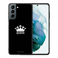Thumbnail for Θήκη Samsung S21 Queen Valentine από τη Smartfits με σχέδιο στο πίσω μέρος και μαύρο περίβλημα | Samsung S21 Queen Valentine case with colorful back and black bezels