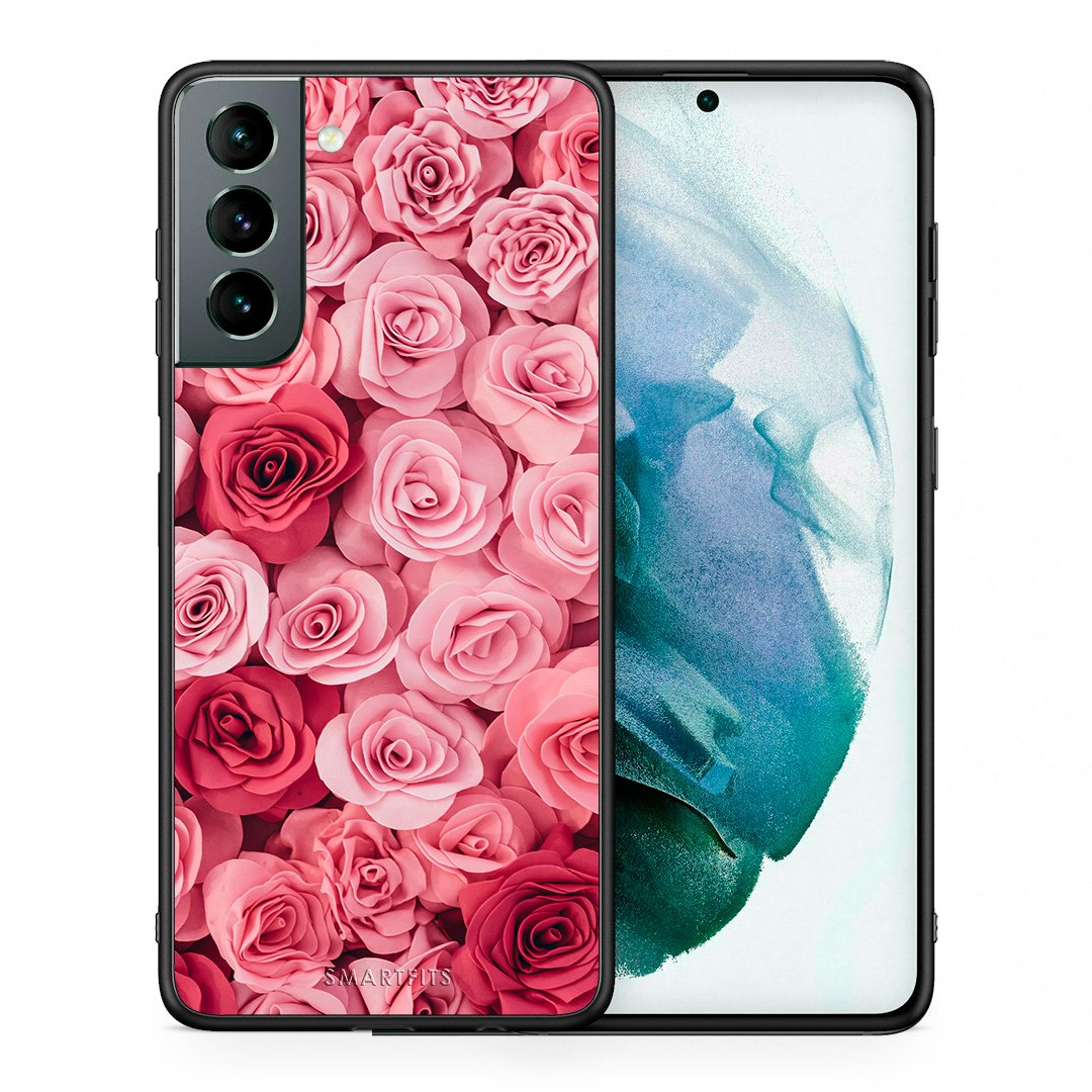 Θήκη Samsung S21 RoseGarden Valentine από τη Smartfits με σχέδιο στο πίσω μέρος και μαύρο περίβλημα | Samsung S21 RoseGarden Valentine case with colorful back and black bezels