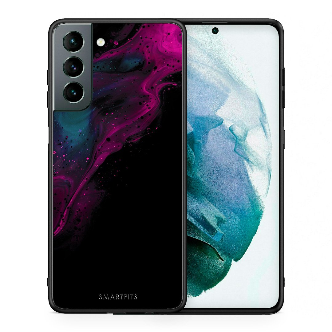 Θήκη Samsung S21 Pink Black Watercolor από τη Smartfits με σχέδιο στο πίσω μέρος και μαύρο περίβλημα | Samsung S21 Pink Black Watercolor case with colorful back and black bezels