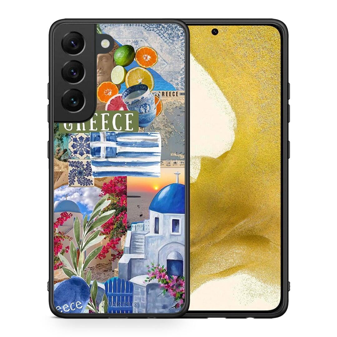 Θήκη Samsung S22 All Greek από τη Smartfits με σχέδιο στο πίσω μέρος και μαύρο περίβλημα | Samsung S22 All Greek case with colorful back and black bezels