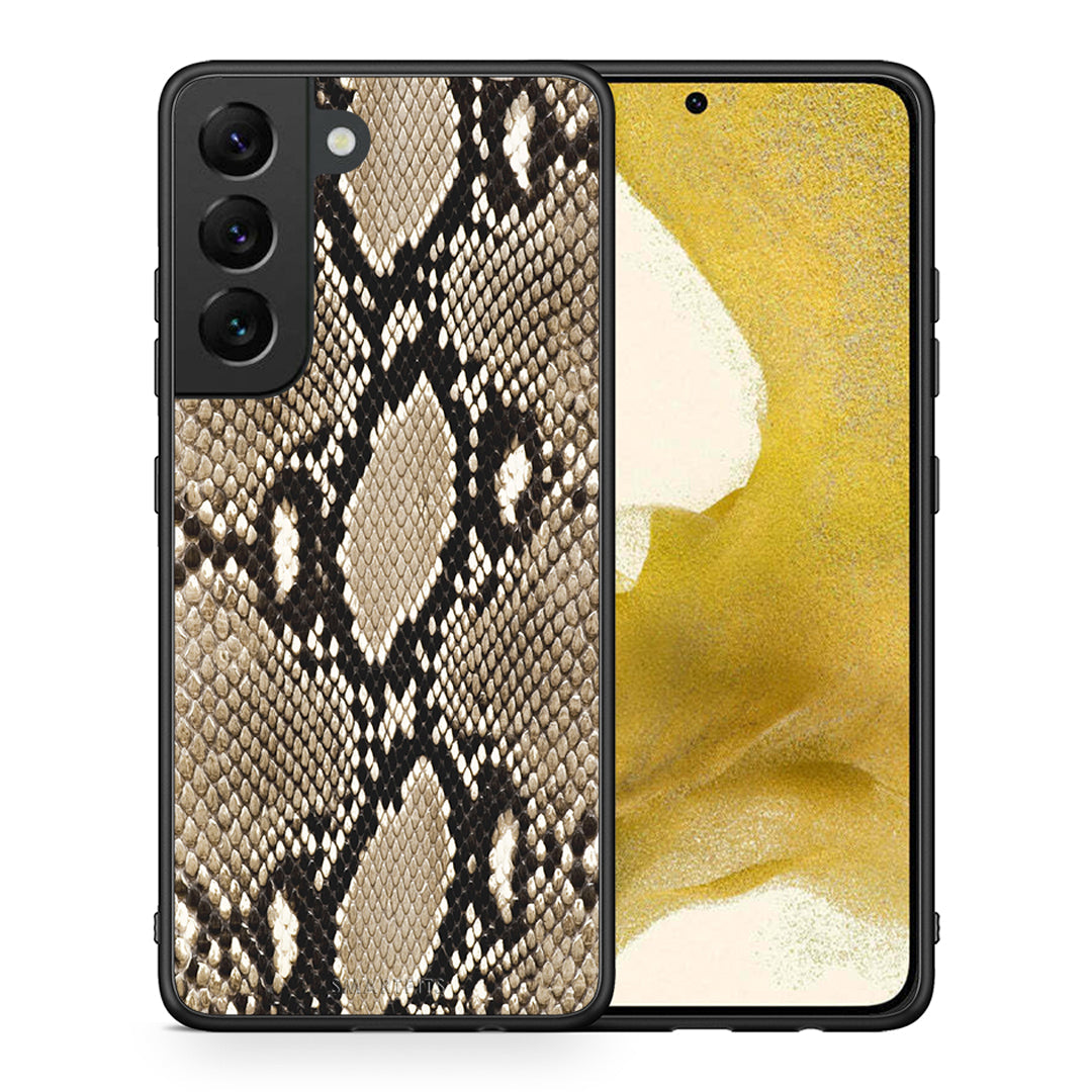 Θήκη Samsung S22 Fashion Snake Animal από τη Smartfits με σχέδιο στο πίσω μέρος και μαύρο περίβλημα | Samsung S22 Fashion Snake Animal case with colorful back and black bezels