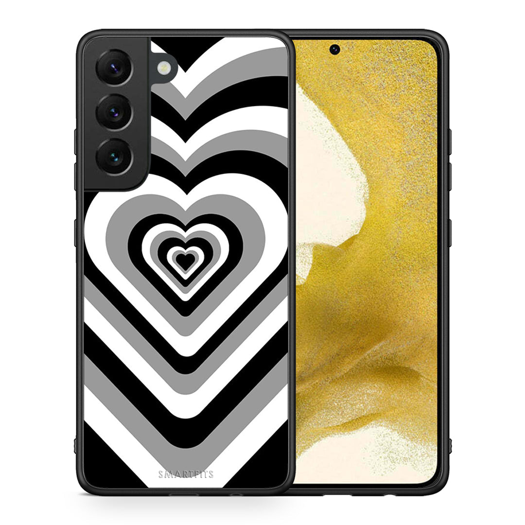 Θήκη Samsung S22 Black Hearts από τη Smartfits με σχέδιο στο πίσω μέρος και μαύρο περίβλημα | Samsung S22 Black Hearts case with colorful back and black bezels