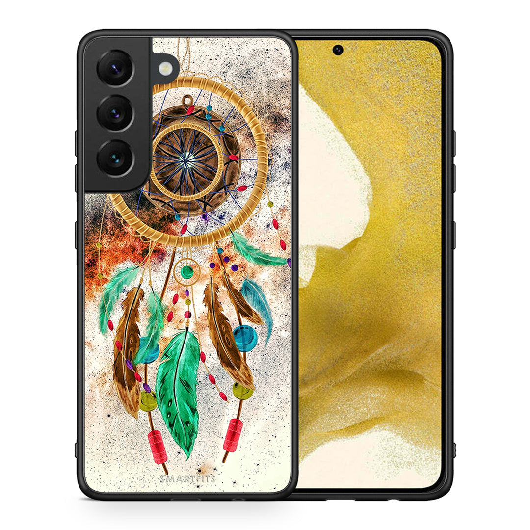 Θήκη Samsung S22 DreamCatcher Boho από τη Smartfits με σχέδιο στο πίσω μέρος και μαύρο περίβλημα | Samsung S22 DreamCatcher Boho case with colorful back and black bezels