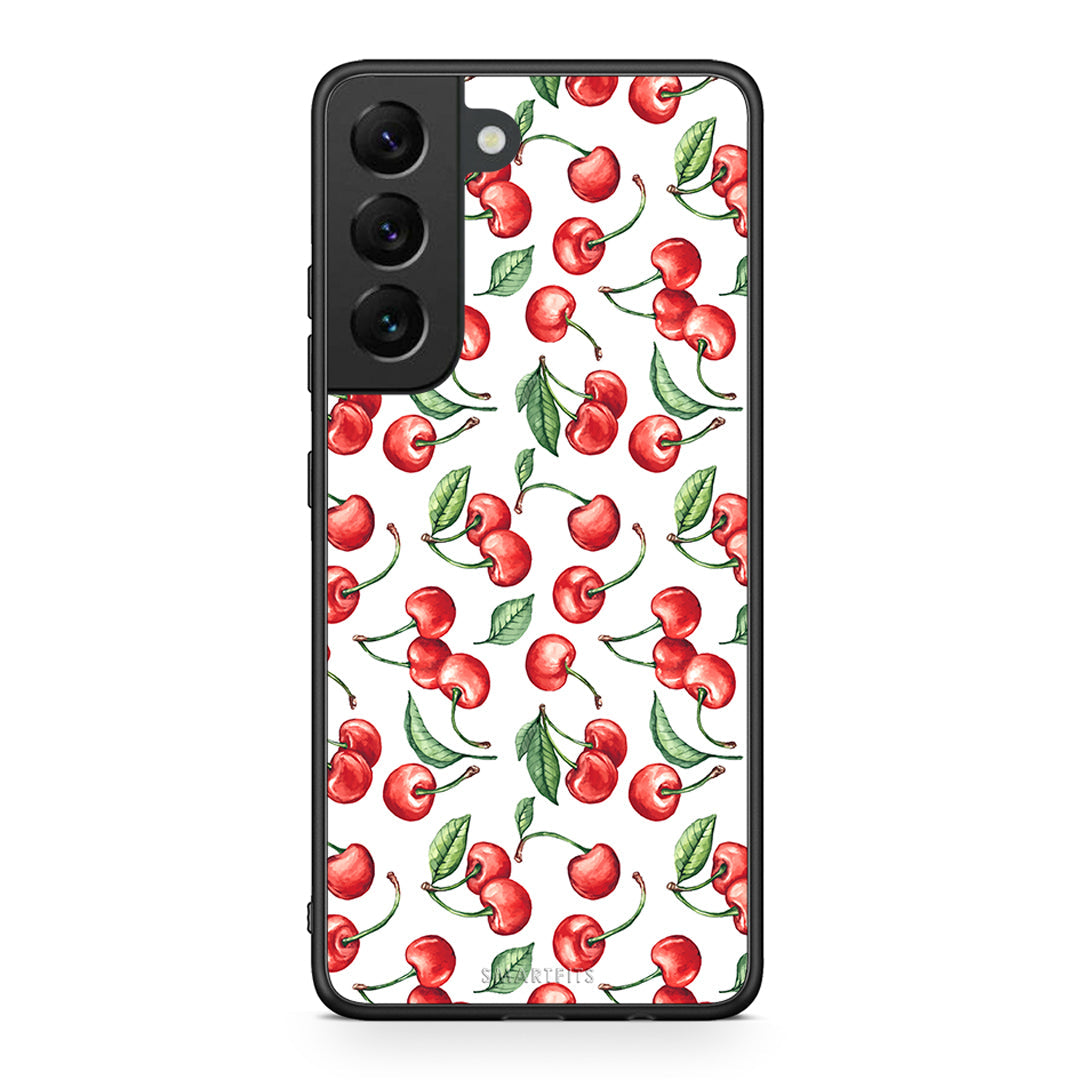 Samsung S22 Cherry Summer θήκη από τη Smartfits με σχέδιο στο πίσω μέρος και μαύρο περίβλημα | Smartphone case with colorful back and black bezels by Smartfits