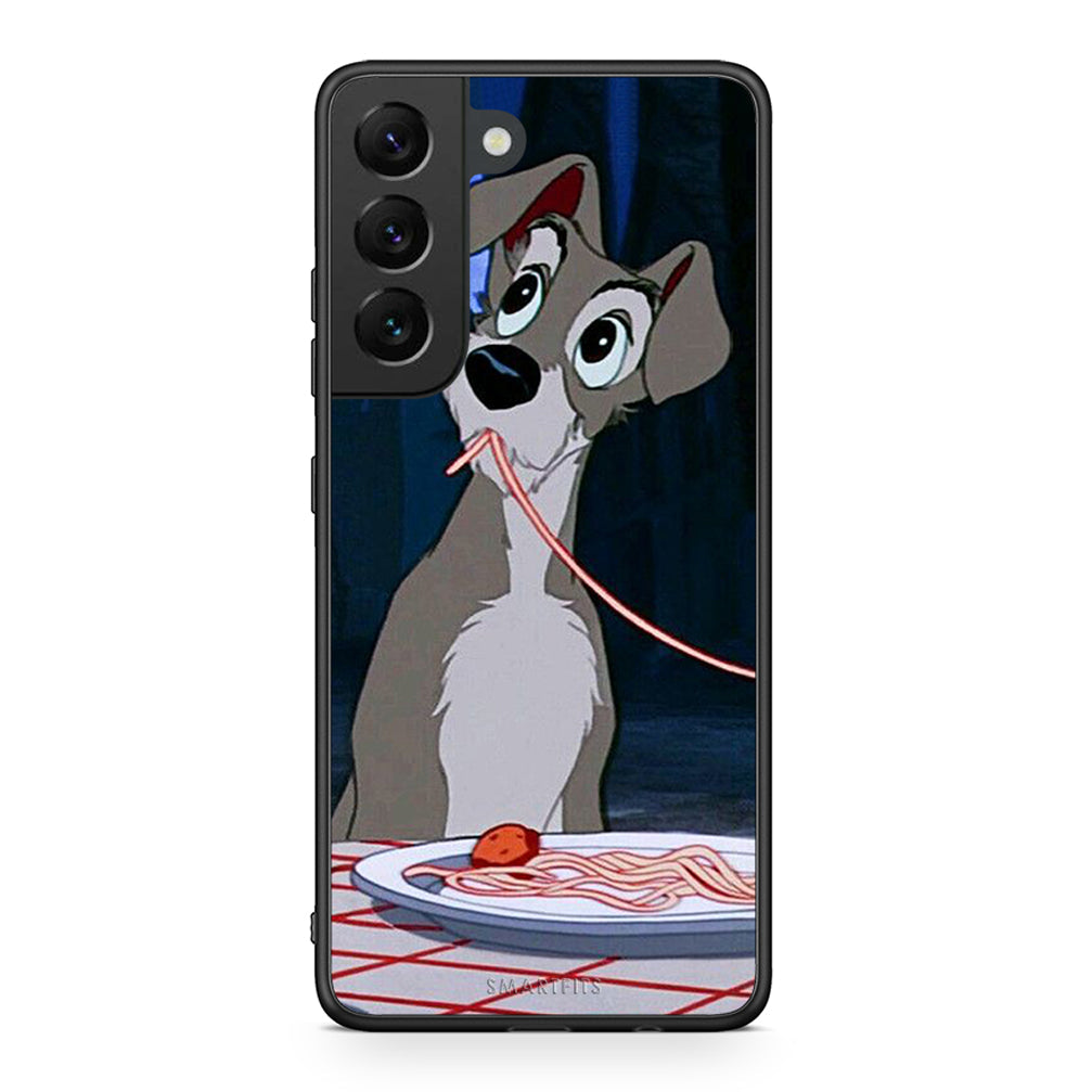 Samsung S22 Lady And Tramp 1 Θήκη Αγίου Βαλεντίνου από τη Smartfits με σχέδιο στο πίσω μέρος και μαύρο περίβλημα | Smartphone case with colorful back and black bezels by Smartfits