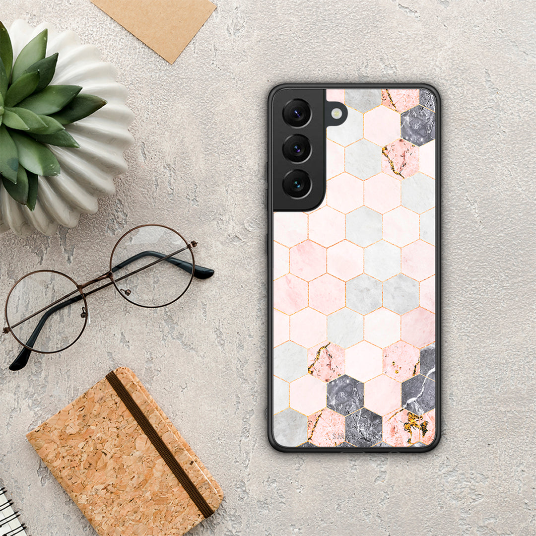 Marble Hexagon Pink - Samsung Galaxy S22 case