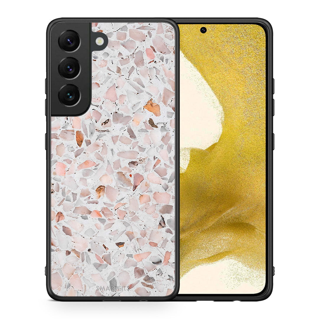 Θήκη Samsung S22 Marble Terrazzo από τη Smartfits με σχέδιο στο πίσω μέρος και μαύρο περίβλημα | Samsung S22 Marble Terrazzo case with colorful back and black bezels