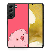 Thumbnail for Θήκη Αγίου Βαλεντίνου Samsung S22 Pig Love 1 από τη Smartfits με σχέδιο στο πίσω μέρος και μαύρο περίβλημα | Samsung S22 Pig Love 1 case with colorful back and black bezels