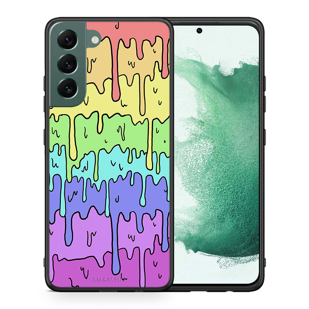 Θήκη Samsung S22 Plus Melting Rainbow από τη Smartfits με σχέδιο στο πίσω μέρος και μαύρο περίβλημα | Samsung S22 Plus Melting Rainbow case with colorful back and black bezels