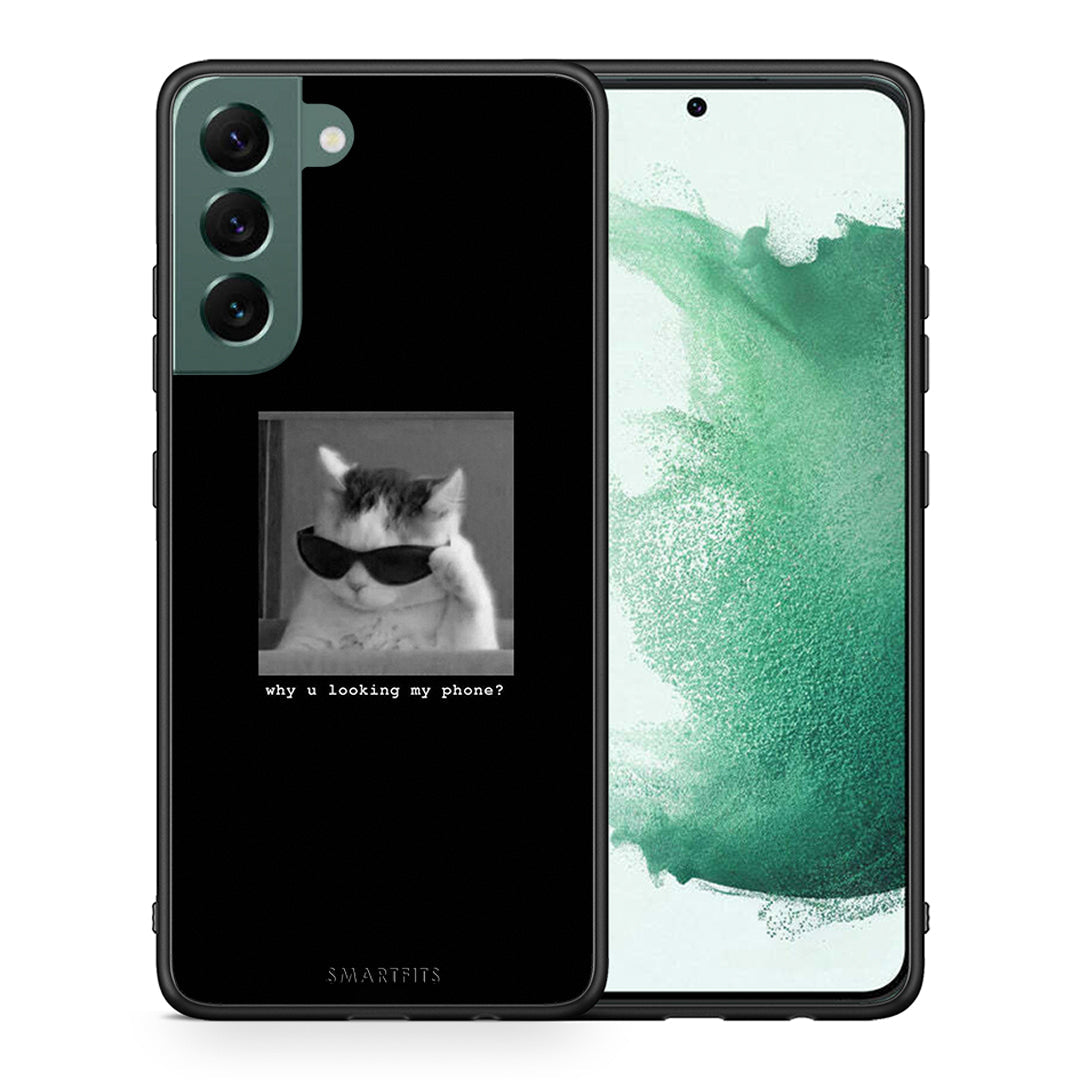 Θήκη Samsung S22 Plus Meme Cat από τη Smartfits με σχέδιο στο πίσω μέρος και μαύρο περίβλημα | Samsung S22 Plus Meme Cat case with colorful back and black bezels