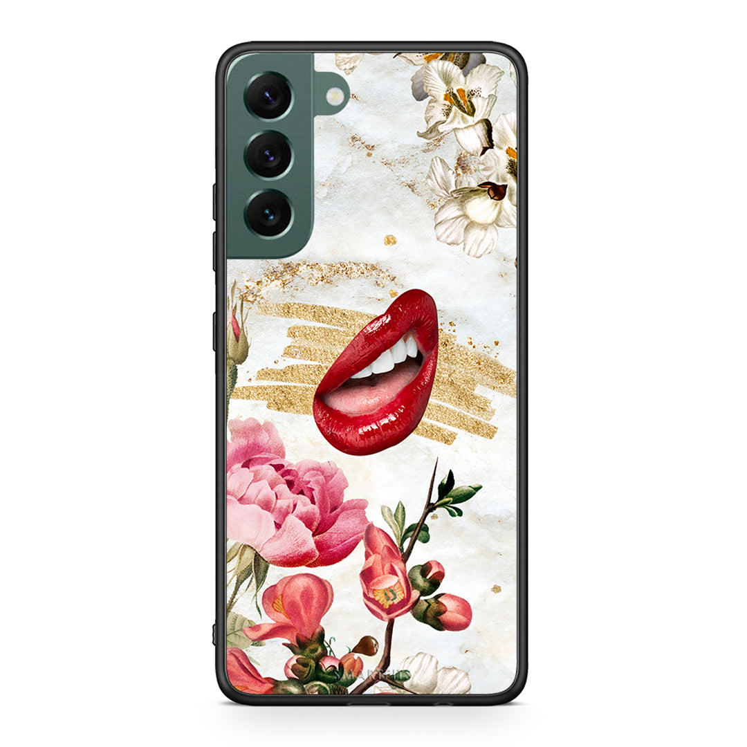 Samsung S22 Plus Red Lips θήκη από τη Smartfits με σχέδιο στο πίσω μέρος και μαύρο περίβλημα | Smartphone case with colorful back and black bezels by Smartfits