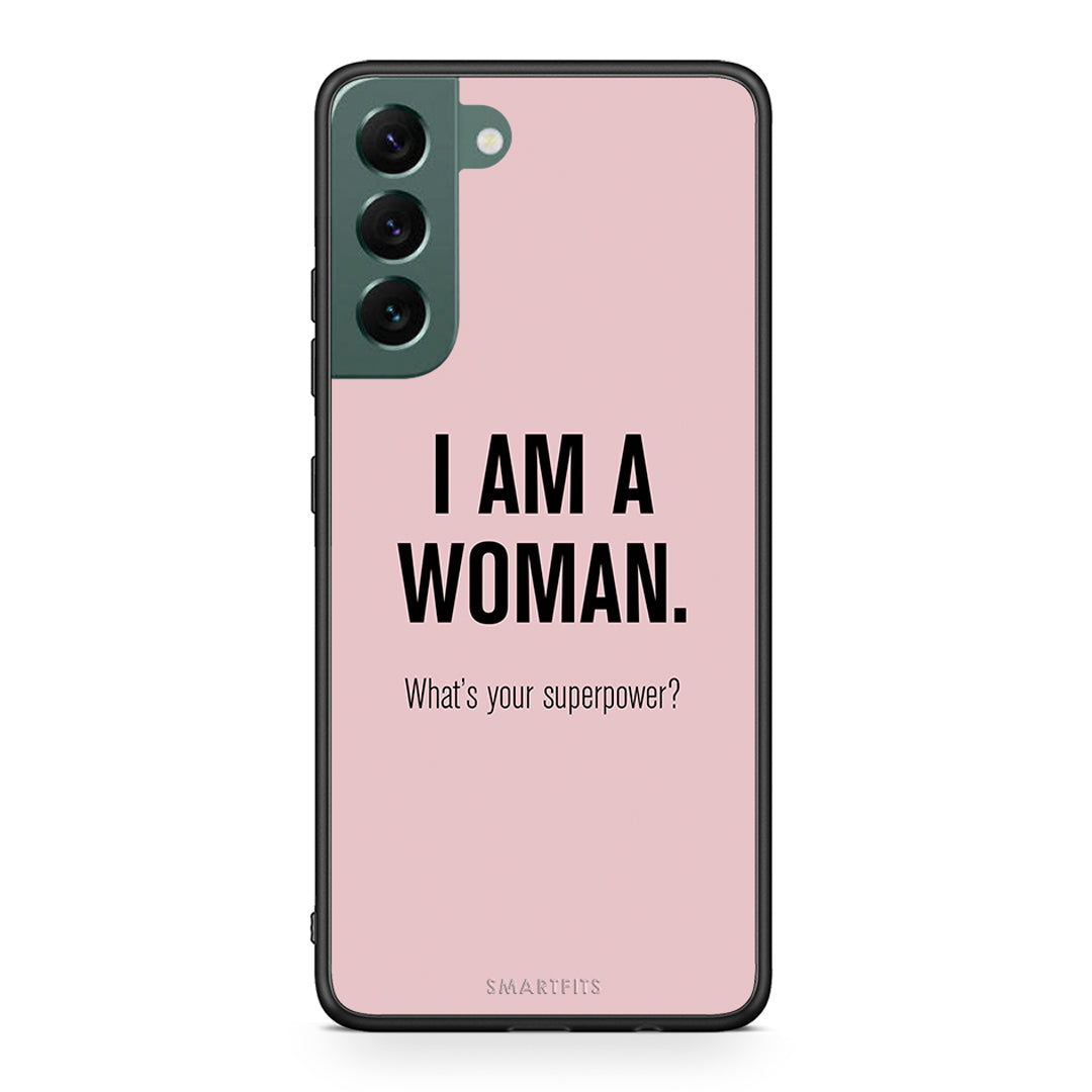 Samsung S22 Plus Superpower Woman θήκη από τη Smartfits με σχέδιο στο πίσω μέρος και μαύρο περίβλημα | Smartphone case with colorful back and black bezels by Smartfits