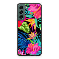Thumbnail for Samsung S22 Plus Tropical Flowers θήκη από τη Smartfits με σχέδιο στο πίσω μέρος και μαύρο περίβλημα | Smartphone case with colorful back and black bezels by Smartfits
