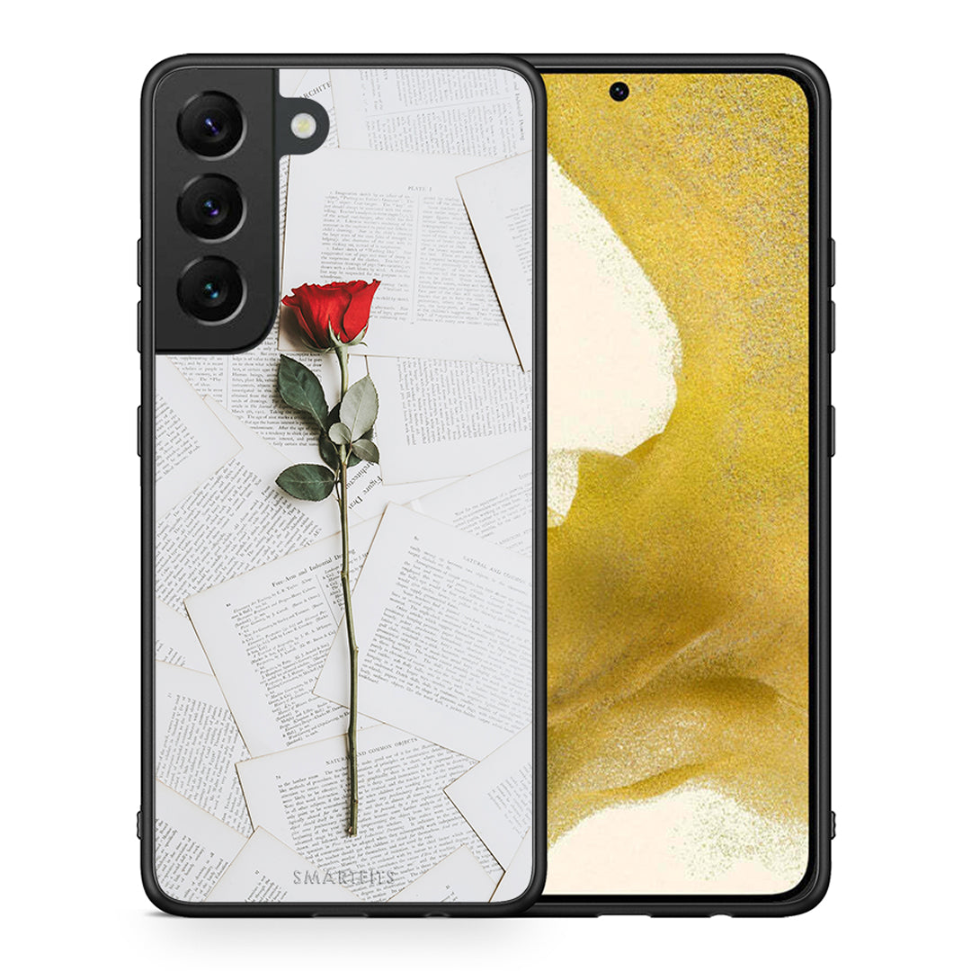 Θήκη Samsung S22 Red Rose από τη Smartfits με σχέδιο στο πίσω μέρος και μαύρο περίβλημα | Samsung S22 Red Rose case with colorful back and black bezels