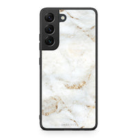 Thumbnail for Samsung S22 White Gold Marble θήκη από τη Smartfits με σχέδιο στο πίσω μέρος και μαύρο περίβλημα | Smartphone case with colorful back and black bezels by Smartfits